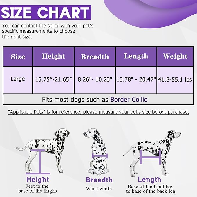 Dog Wheelchair for Back Legs Large Dog Carts with Wheels Adjustable Wheelchair for Dogs with Disabled Hind Legs Walking, with 4PCS Rear Leg Protection Pads (L)
