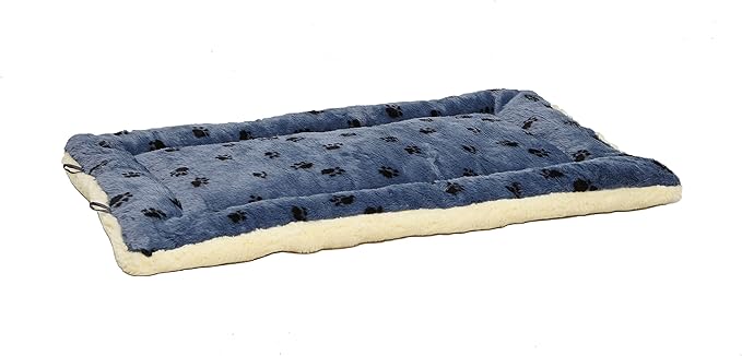 MidWest Homes for Pets Reversible Paw Print Pet Bed in Blue / White, Dog Bed Measures 45.2L x 28W x 3.8H for X-Large Dogs, Machine Wash
