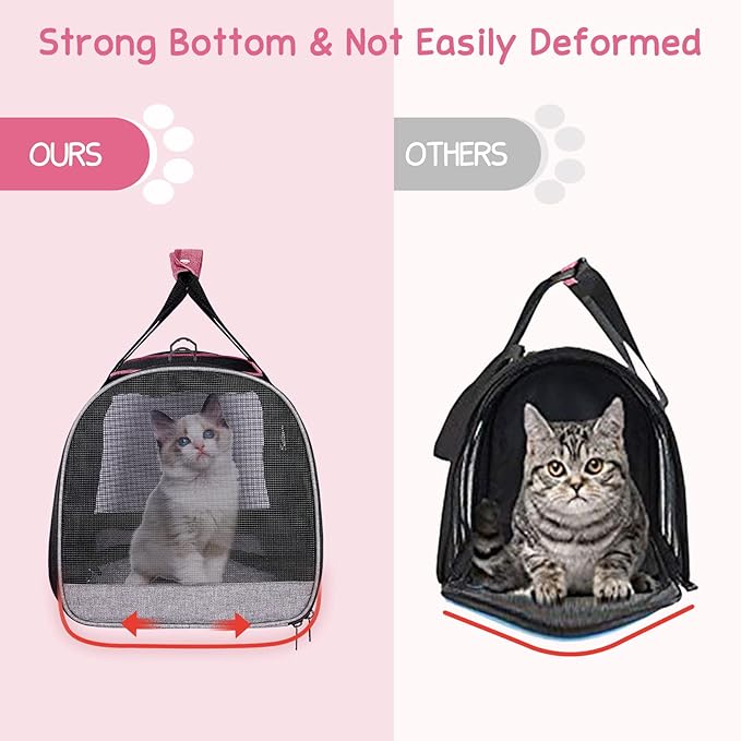 BurgeonNest Cat Carriers for Medium Cats Under 25 lbs, Pet Carrier for Cats with Unique Side Bag,Top Load Small Pet Carrier Soft-Sided Escape Proof with 4 Ventilated Windows