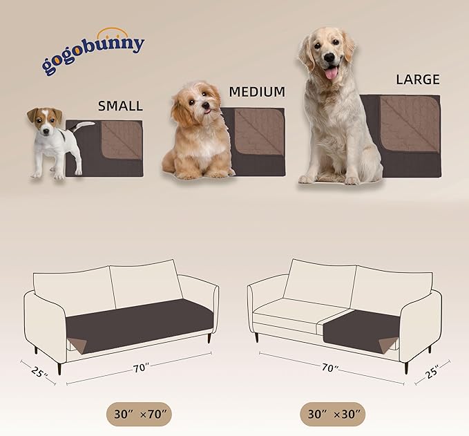 gogobunny 100% Double Sided Waterproof Dog Blanket Soft Pet Bed Cover Reversible Protect Furniture Couch Sofa Car for Puppy Dog Cat (Dark Coffee/Light Coffee, 30x30 Inch (Pack of 1))