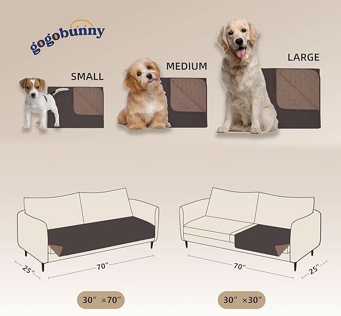 gogobunny 100% Double Sided Waterproof Dog Blanket Soft Pet Bed Cover Reversible Protect Furniture Couch Sofa Car for Puppy Large Dog Cat (Dark Coffee/Light Coffee, 32x53 Inch (Pack of 1))