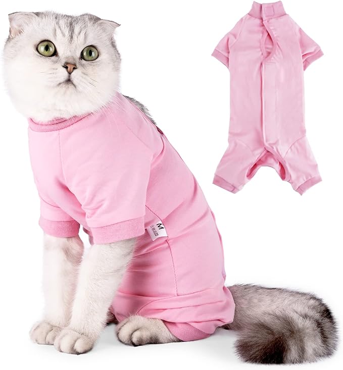 Cat Surgical Recovery Suit Professional for Male Female Dog Abdominal Wounds Cone E-Collar Alternative, Anti-Licking Or Skin Diseases Pet Surgical Recovery Pajama Suit, Soft Fabric Onesies for Cats