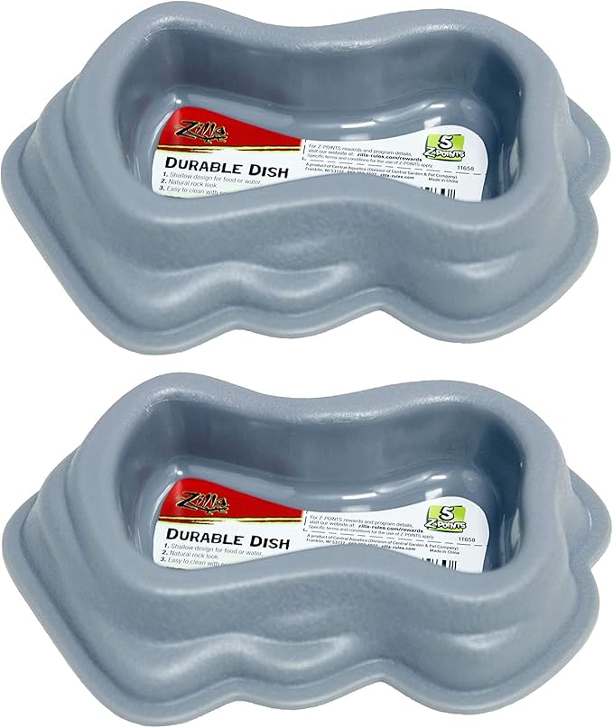 Zilla 2 Pack of Durable Dishes Terrarium Food and Water Bowls, Small, Gray2