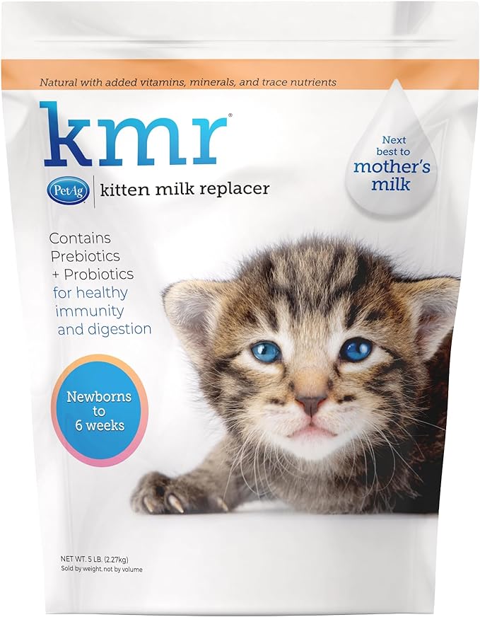 Pet-Ag KMR Kitten Milk Replacer Powder - 5 lb - Powdered Kitten Formula with Prebiotics, Probiotics & Vitamins for Kittens Newborn to Six Weeks Old - Easy to Digest