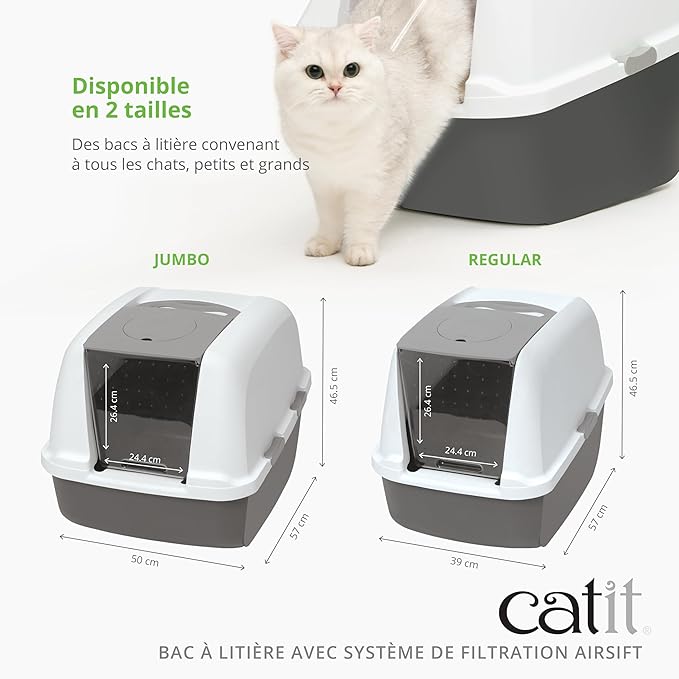 Catit Hooded Cat Pan, Grey, (54.5L x 46H x 41.5W) cm [Product May Vary in Visual]