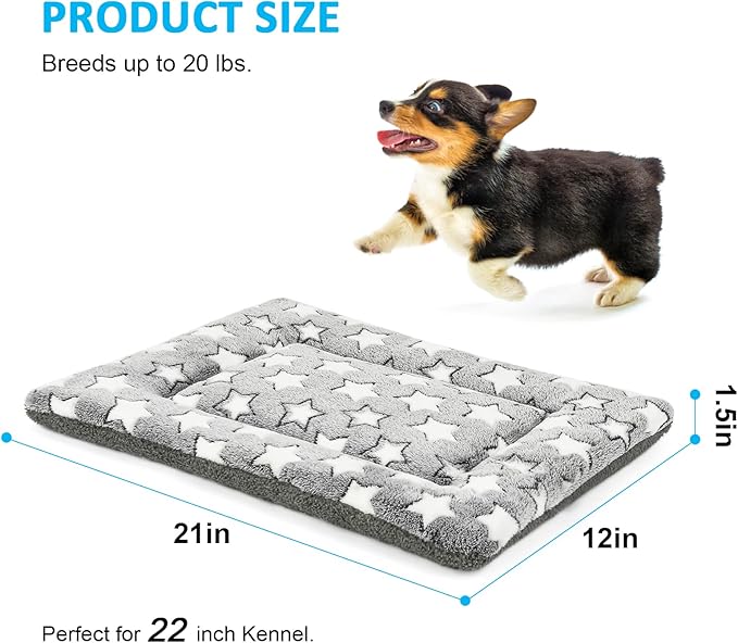 Dog Bed Mat, Reversible Crate Pad for Medium Small Dogs, Machine Washable, Portable and Soft Pet Bed Pad/Mat for 22-inch Kennel