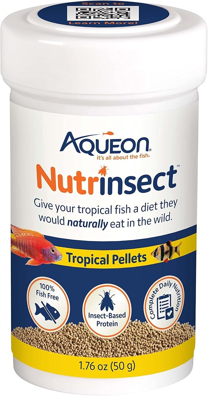 Aqueon Nutrinsect Fish-Free Fish Food, Tropical Pellets, 1.76 oz