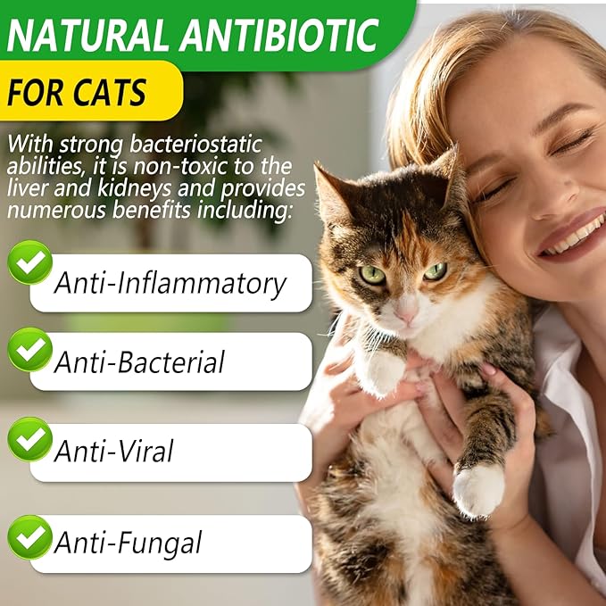 Natural Antibiotics for Cats, Pet Supplements, 2 Fl Oz / 1 Pack Cats Multivitamin, Cat Antibiotic, Supports Cat Allergy Itch Relief, Chicken Flavor