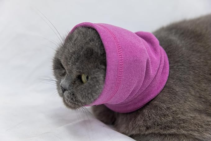 Cat Anxiety Ear Cover Bath Keep Cat Clam No Flap Ear Wrap Cat Small Quiet Ears for cats Anxiety Rose S