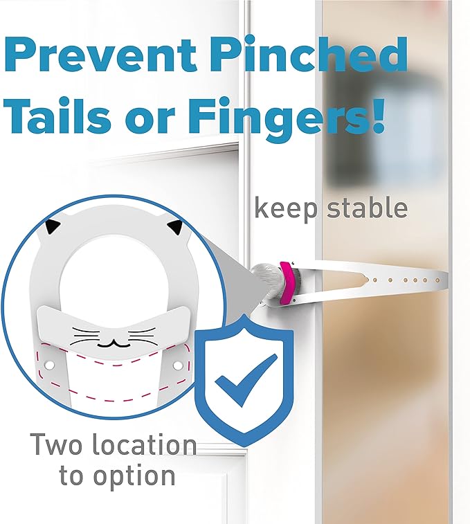 Cat Door Latch with Stabilizer, 7 Sizes Adjustable Cat Door Holder Latch to Keep Dog Out of Litter Box, Economical Alternative of Pet Gates and Interior Cat Door, White, 4 Packs