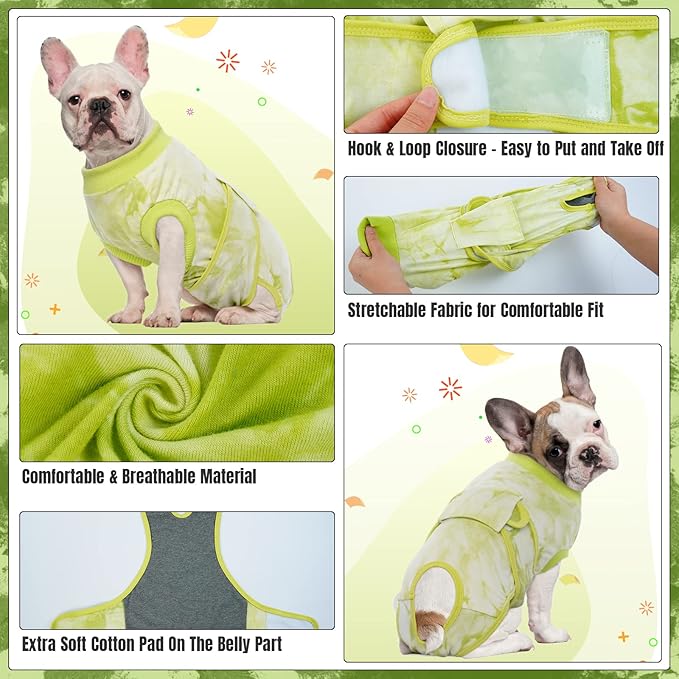 Kuoser Dog Surgery Suit, Surgical Onesie for Dogs Female Spay, Soft Dog Recovery Suit Male Neuter, Pet Abdominal Surgery Shirt Dog Body Suits After Surgery Wear, Anti Licking Dog Cone Alternative, XL