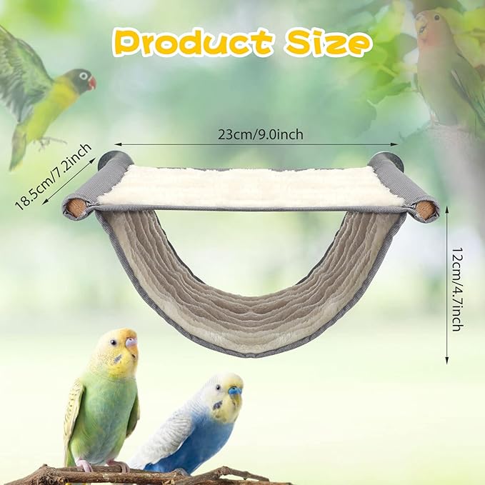 BWOGUE Winter Warm Bird Nest Bed Hanging Hammock Snuggle Hut Parrot House Tent Toy Bird Cage Perch for Parakeet Budgies Cockatiels Lovebird Cockatoo Finch Hamster Chinchilla Guinea Pig(Medium, Grey)