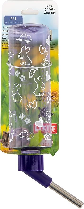 Lixit Standard Cage Water Bottles for Rabbits, Ferrets, Guinea Pigs, Hamsters, Rats, Mice and other Small Animal's (8 Ounce, Purple)
