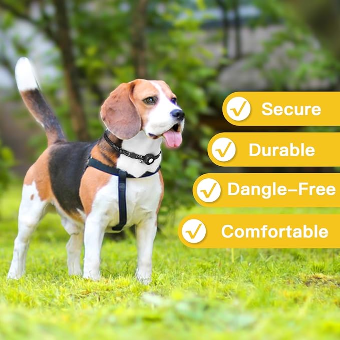 Dog Tracker,Pet Tracker for Dogs(iOS Only),Waterproof Dog Tracker Collar with Safety Elastic Buckle,Dog Collar Tracker Works with Any Collar,No Monthly Fee,Support Apple Find My App not for Android