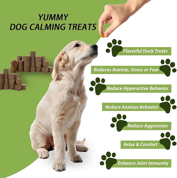 Hemp Calming Chews for Dogs, Dog Calming Treats Anxiety Relief 100% Golden Ratio of Natural Ingredients Calming Dog Treats, Aid with Separation, Barking, Stress Relief, Thunderstorms 90 Chews Duck