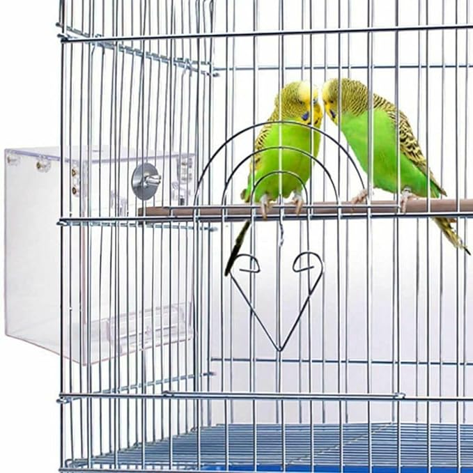 Hanging Bird Bath Cube Bird Bathtub Bath Shower Box Bowl Cage Accessory for Little Bird Canary Budgerigar Parrots Crested Myna Cockatiel Lovebird Parakeet Bath (X L)