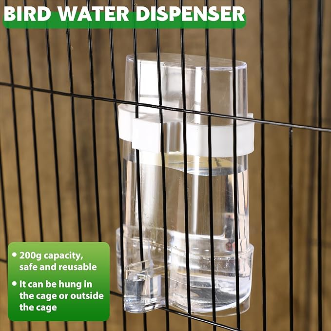 4 Pcs No Mess Bird Feeders Automatic Parrot Water Dispenser Clear Bird Seed Container Parakeet Cage Accessories for Small and Medium Birds Parrot Cockatiel Canary (Clear,Assorted)