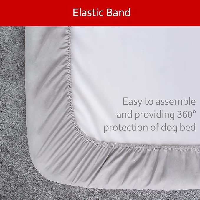 Dog Bed Covers Replacement Washable Pet Hair Easy to Remove, Waterproof Dog Bed Covers Noiseless Quilted, Pet Bed Cover Lovely Grey Star Print, Puppy Bed Cover 32x44 Inches, for Dog/ Cat, Cover Only