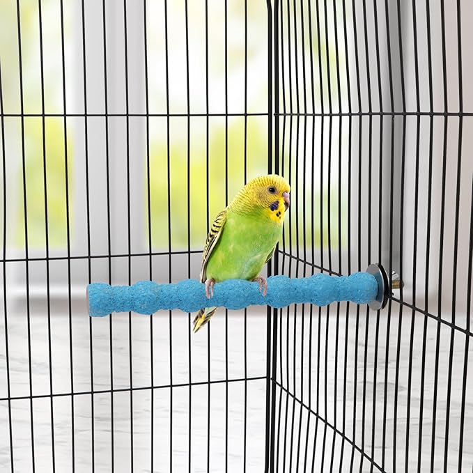 Hypeety Wood Perch Stand Paw Grinding Stick Toy Colorful Pet Bird Cage Stand Platform for Bird Parrot Budgies Parakeet Cockatiels Cage Accessories (Random Color) (7in / 18cm)