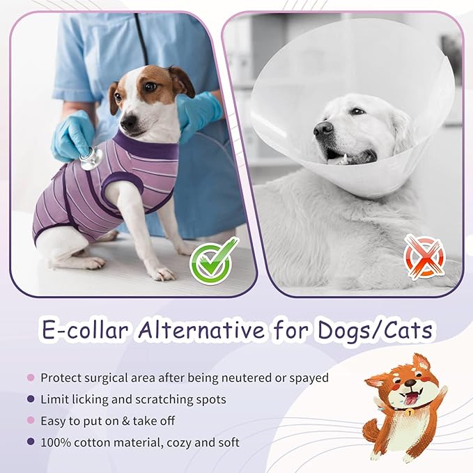 Kuoser Recovery Suit for Dogs, Soft Dog Surgery Suit Female Spay Breathable Neuter Suit for Male Dogs, Anti Licking Onesie Dog Surgical Suit Dog Body Suits After Surgery,Substitute E-Collar & Cone, L