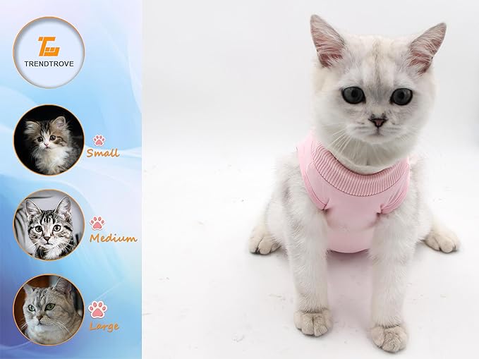 2PCS Cat Cone Collar and Cat Recovery Suit, Anti-Bite, Stop Licking Wounds, Adjustable Soft Elizabethan Cone, Cat Onesie for Female Cat After Surgery