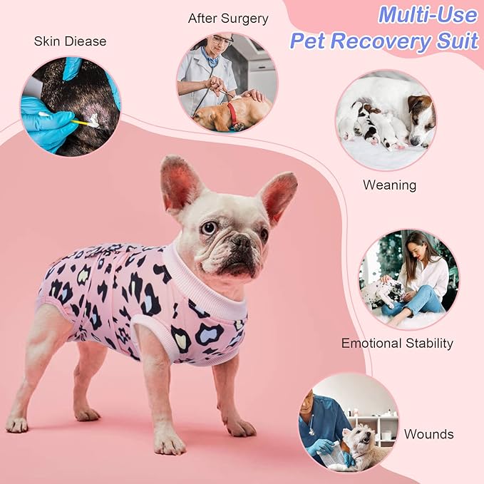 Kuoser Recovery Suit for Dogs, Soft Dog Surgery Suit Female Spay Breathable Neuter Suit for Male Dogs, Anti Licking Onesie Dog Surgical Suit Dog Body Suits After Surgery,Substitute E-Collar & Cone, L