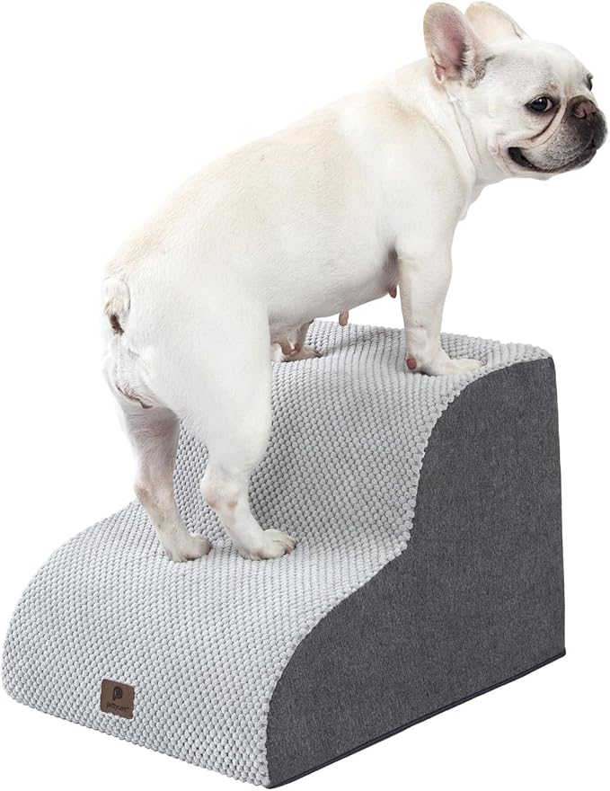 Dog Stairs Ramp for High Beds and Couch,Curved Dog Steps for Small Dogs and Cats Pet Stairs Non-Slip Balanced Portable Pet Step Indoor, 2 Steps,Grey