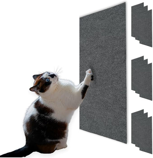 Cat Scratch Mat (Dark Grey, 10-Pack), 23.6’’ x 11.8’’ Cat Wall Stracther, Versatile Self-Adhesive Replacement Easy Use for Cat Trees, Cat Wall Furniture, Scratching Posts, and Couch Protection