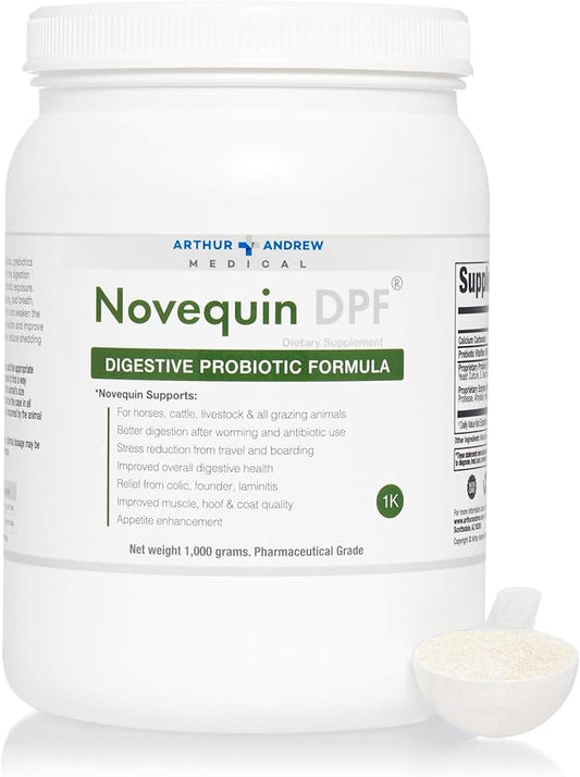 Arthur Andrew Medical, Novequin DPF, Digestive Probiotic Formula for Large Animals, Prebiotics, Probiotics, and Enzymes, Non-GMO, 1000 Grams