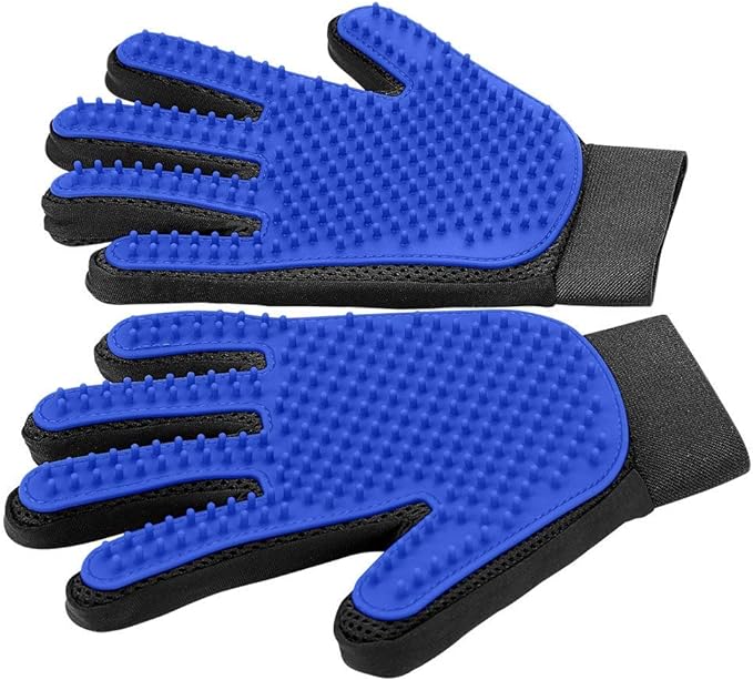 Upgrade Pet Grooming Gloves Cat Brushes for Gentle Shedding - Efficient Pets Hair Remover Mittens - Dog Washing Gloves for Long and Short Hair Dogs & Cats & Horses - 1 Pair (Blue)