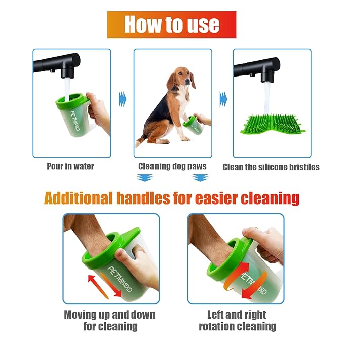 Dog Paw Cleaner for Dogs,Dog Paw Washer with Handle,Portable Pet Paw Cleaner,Medium,6 in, Green