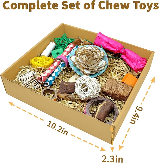 Colorful Bird Foraging & Shredding Toys Box - Interactive Chewing and Foraging Toys for Parakeets, Cockatiels, Conures, Love Birds, and Small to Medium Birds