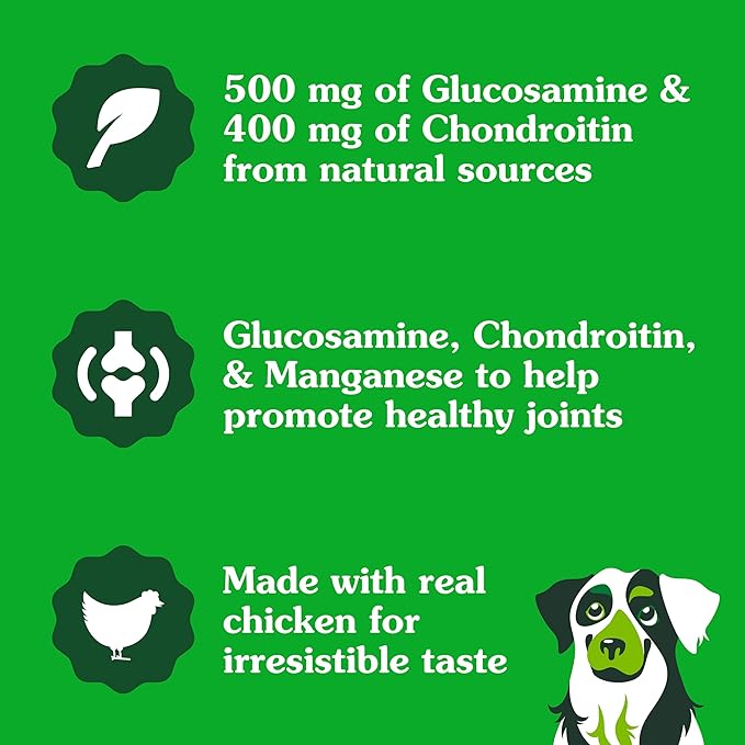 Greenies Supplements Hip and Joint Supplements for Dogs, Chicken Flavor, 80 Count Soft Chews Dog Joint Supplements, 16.2 oz.