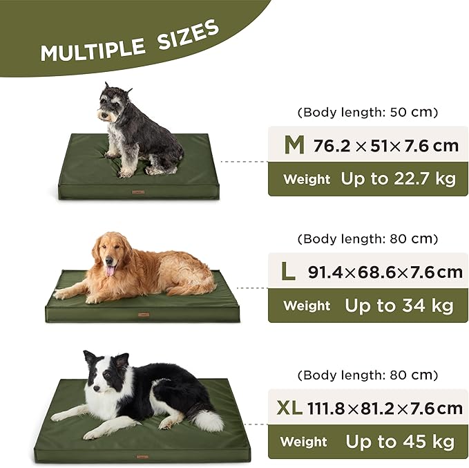 Lesure Outdoor Waterproof Dog Beds for Large Dogs - Dog Bed Washable with Oxford Fabric Surface, Large Orthopedic Foam Pet Bed with Removable and Durable Cover, Machine Washable