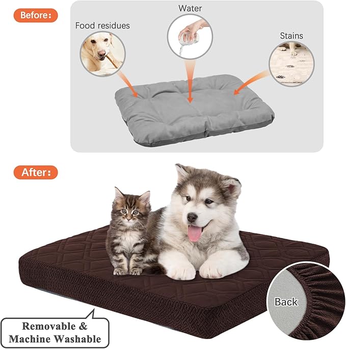 Dog Bed Covers Replacement Washable - Waterproof Dog Bed Covers Quilted, Water Absorbable Pet Puppy Bed Cover for Dog Cat, Cover Only 30Lx70Wx6H Inches Brown