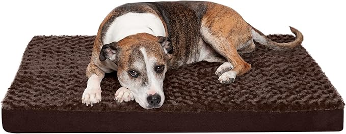 Furhaven Orthopedic Dog Bed for Large/Medium Dogs w/ Removable Washable Cover, For Dogs Up to 55 lbs - Ultra Plush Faux Fur & Suede Mattress - Chocolate, Large