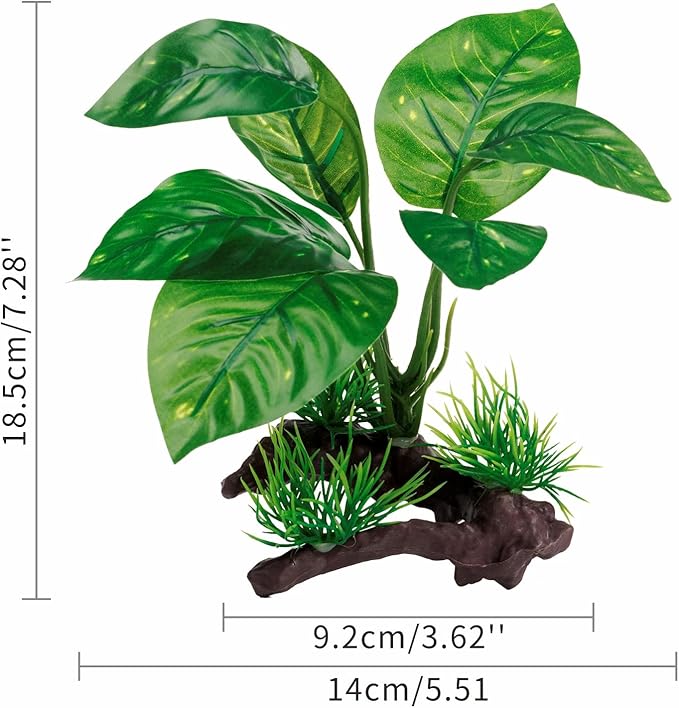 Reptile Artificial Plants, Terrarium Plants Decorations Supplies, Aquarium Fish Tank Plant, Amphibian Habitat Hideout Tank Accessories (M Set-2pcs/F)