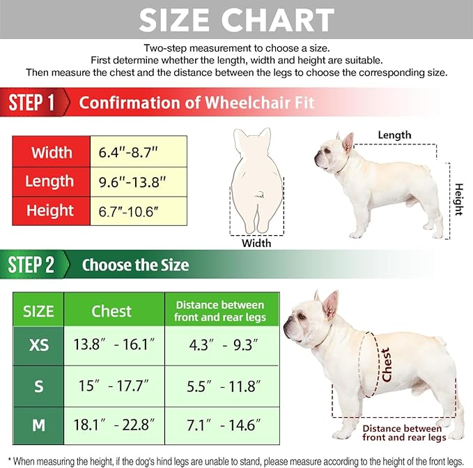 2024 Upgraded Dog Wheelchair for Back Legs Small Wheelchair for Dogs with Disabled Hind Legs Walking Adjustable Dog Carts with Heavy duty Wheels & Patented