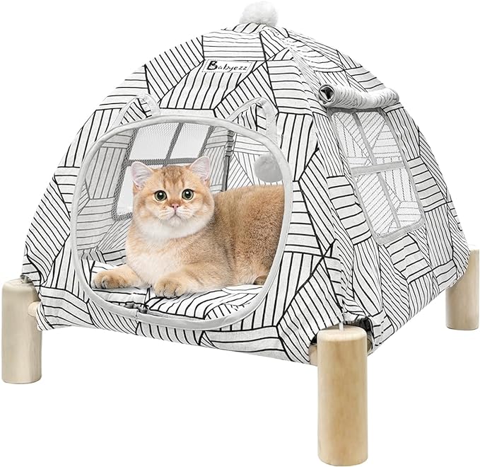 Cat House,Cat and Dog Waterproof Tent House,Breathable Washable Indoor/Outdoor Pet Tent,Suitable for Kitty,Puppy,Bunny and Small Animal(White diamond)