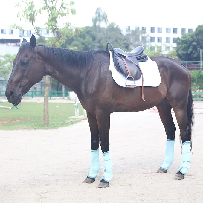 Fly Boots for Horses Set of 4, Breathable Comfy Mesh Horse Leggings Reduce Stomping, Hoof Stress, and Leg Fatigue SkyBlue Pony