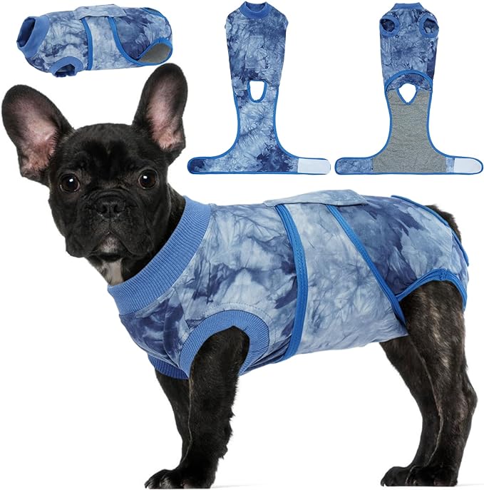 Kuoser Recovery Suit for Dogs After Surgery, Soft Dog Surgery Suit for Female Spay Male Neuter, Breathable Dog Onesie E-Collar & Cone Alternative Pet Bodysuit Anti Licking Wounds Surgical Shirt, XS