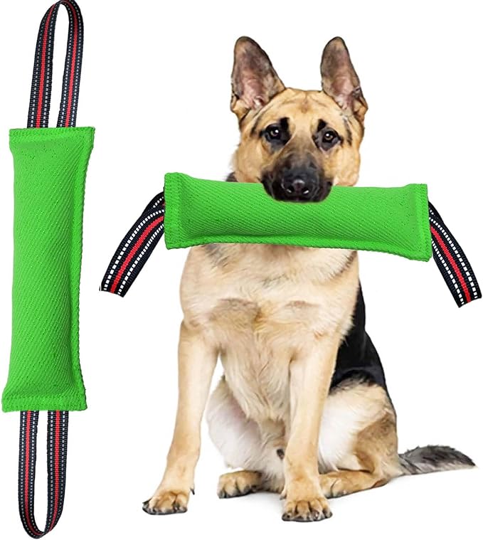 Tug Toy for Dogs with 2 Strong Red Band Handles,Durable Training Equipment Puppy to Large Dogs Interactive Toy,Best for Tug of War Pull Indestructible Dog Rope Toys. (greenish-black)