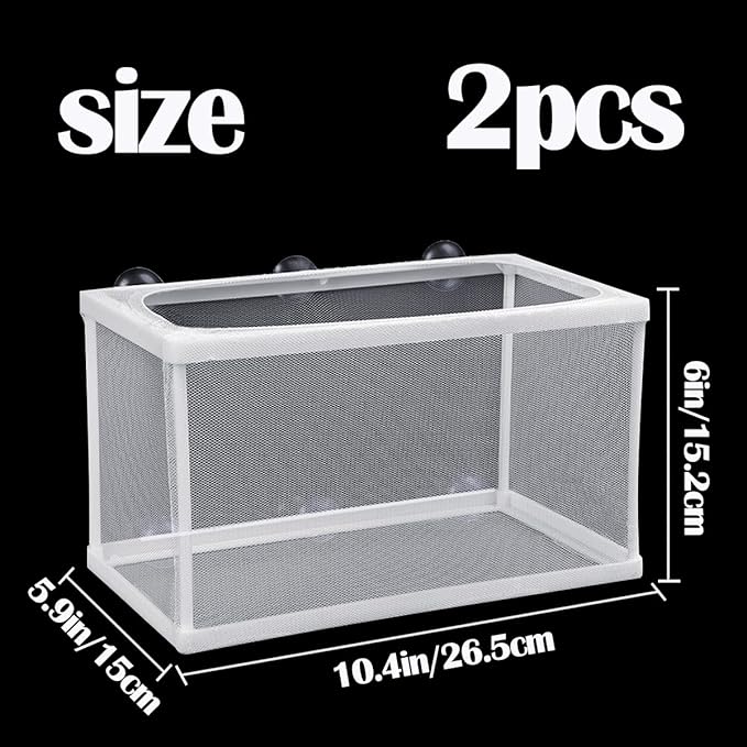 2 Pcs Fish Hatchery Breeder Box Separation Net Plastic Frame Breeder Box Fish Tank Breeder Net Box with Suction Cup for Aquarium