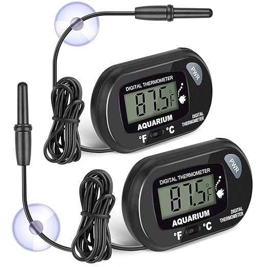 2-Pack Aquarium Thermometer, Fish Tank Thermometer, AikTryee Water Thermometer with 3.3ft Cord Fahrenheit/Celsius(℉/℃) for Vehicle Reptile Terrarium Fish Tank Refrigerator.