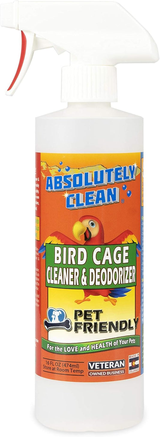 Amazing Bird Cage Cleaner and Deodorizer - Just Spray/Wipe - Safely & Easily Removes Bird Messes Quickly and Easily - Made in The US 16oz Spray (Pack of 1)