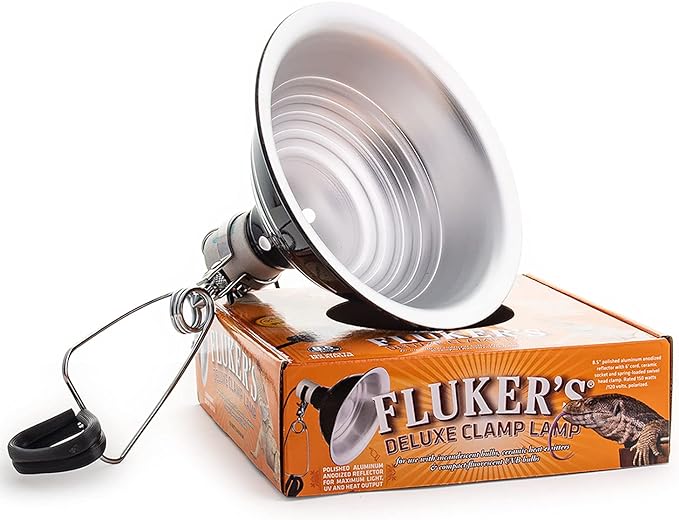 Fluker's Repta-Clamp Lamp, Heavy Duty Clamp Light For Reptile Tanks and Terrariums, UL/CUL Approved, Great for Reptile Basking, 150-Watt Maximum with On/Off Switch, 8.5"