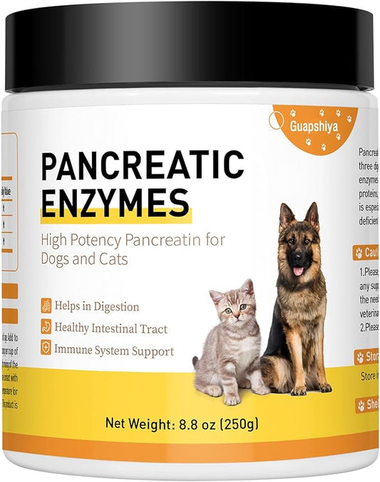 8.8 Ounces Pancreatic Enzymes for Dogs - 10x Pancreatin - Dog Digestive Enzymes Powder for EPI - Helps Restore Normal Weight, Supports Pancreatic Issues and Relieves Digestive Stress