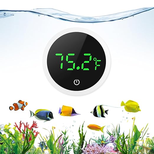 JXTZ Aquarium Thermometer, Mini Digital LED Fish Tank Thermometer with High Precision, Touch Wake-up, Range of 32℉-140°F, Water Thermomete for Freshwater Marine Aquariums