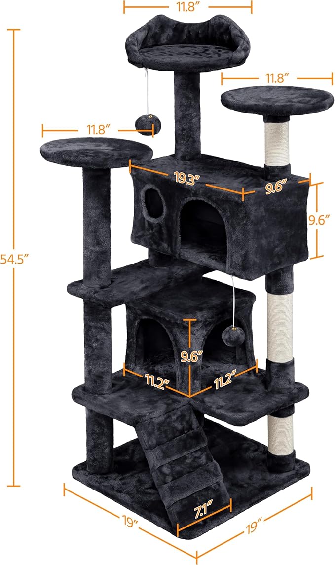 Yaheetech 54in Cat Tree Tower Condo, Cat Tree for Indoor Cats w/Scratching Post for Kittens Pet House Play