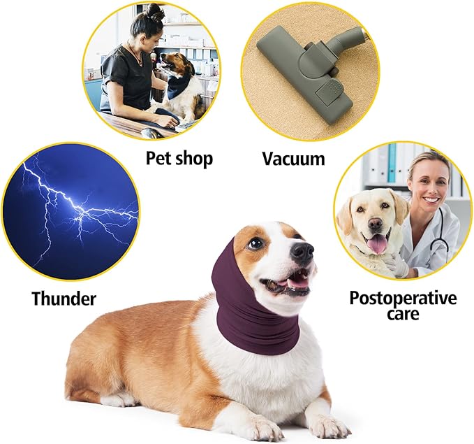 Ear Hematoma Dog No Wrap Ear flap Hoodies Neck Protector Dog Ear Wrap Snood Quiet Ears for dogs Rose M